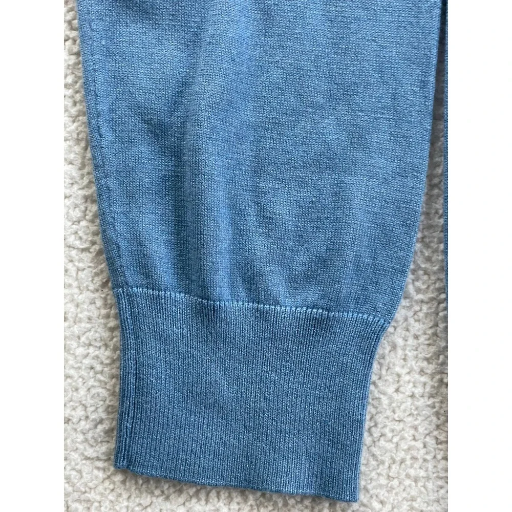 Banana Republic Men Medium Sweater Blue Silk Cotton Cashmere V-Neck Luxury Blend